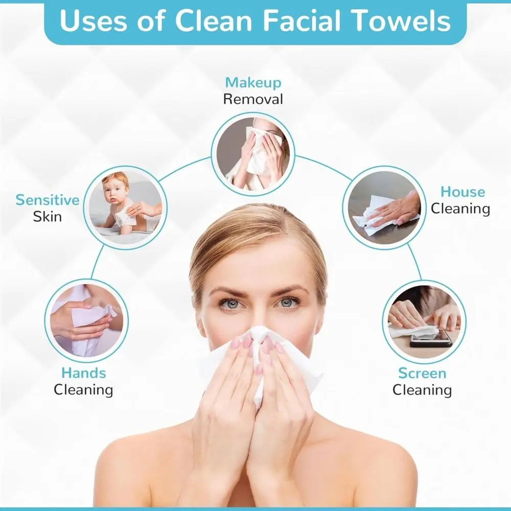 Remover Dry Wipes Disposable Disposable Clean Towels Biobased Ultra Soft Face Towel Cotton Clean Facial Washcloth Face Care - view 5