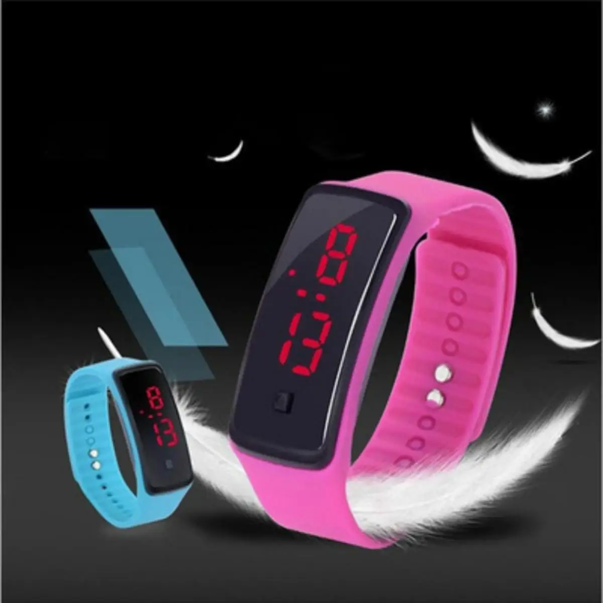 1 Pcs Digital Watch Womens Mens Rubber LED Watch Date Sports Bracelet Digital Wrist Watch For Gift