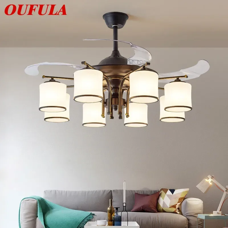 

OUFULA Modern Stealth Fan Light Luxury Living Room Restaurant Bedroom Ceiling Fan Light Remote LED Electric Fan Light