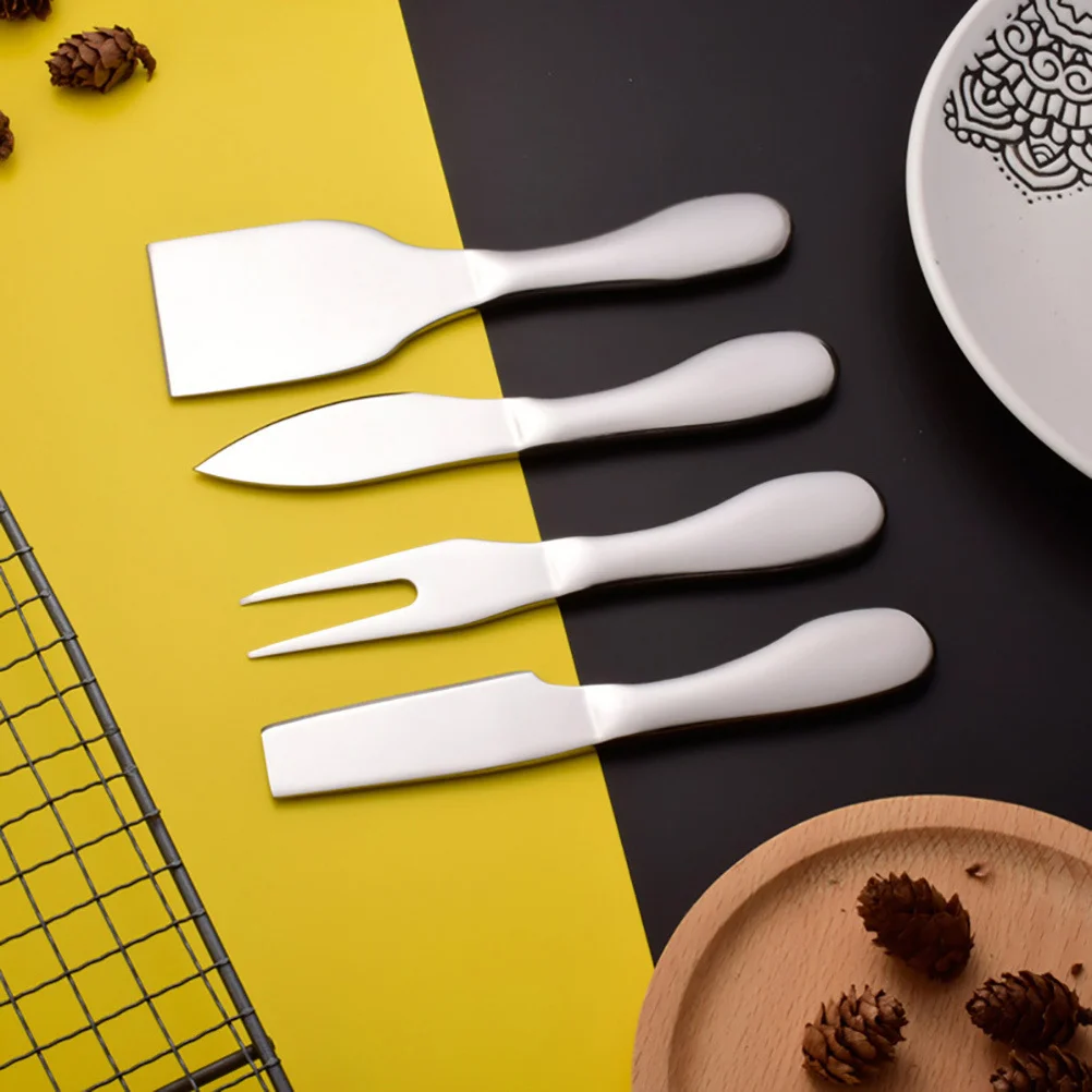 

4Pcs Cheese Cutter Set Stainless Steel Tools Non-Slip Ergonomic Design for Home Restaurant Use with Pizza Butter Cake