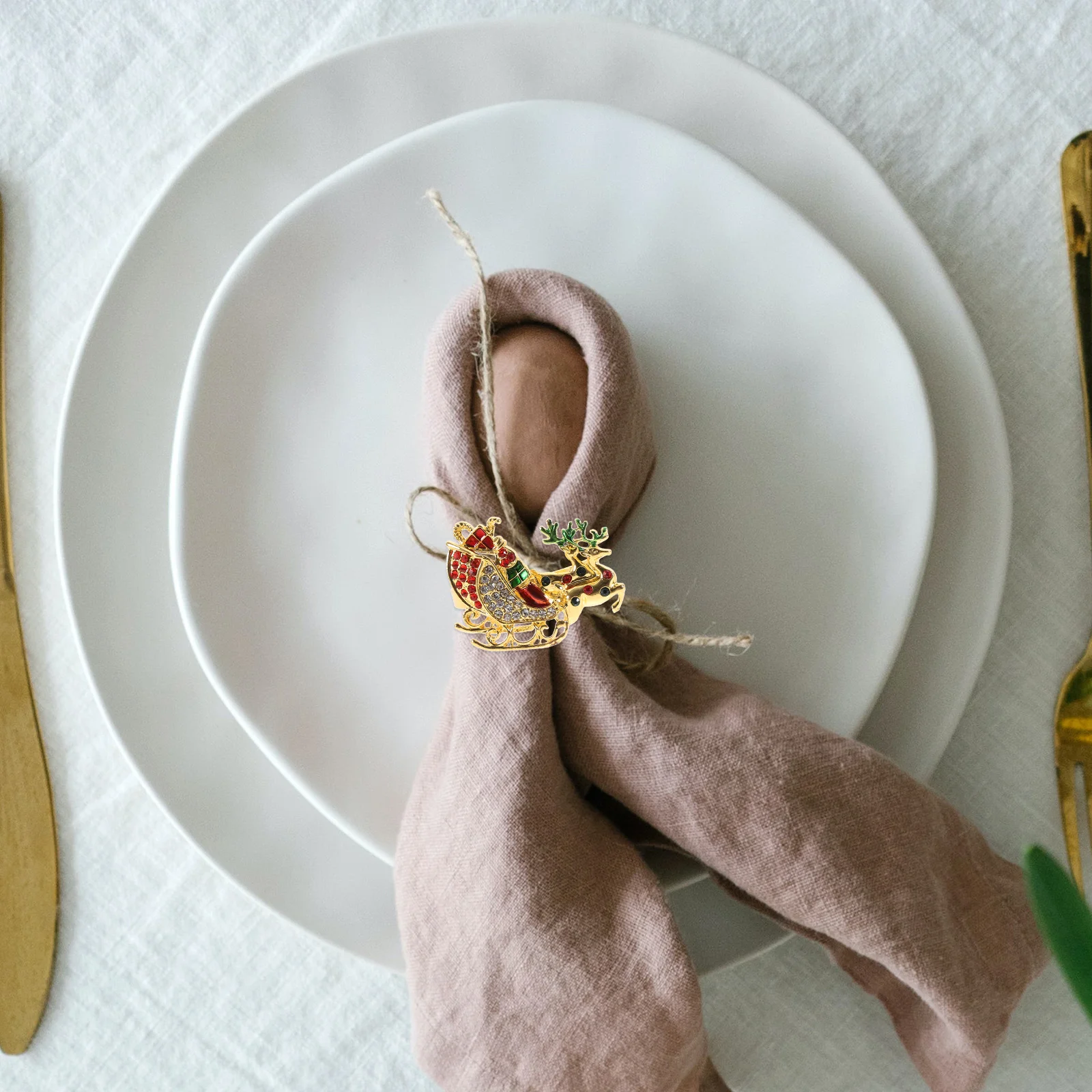 

6Pcs Alloy Elk Napkin Rings Christmas Napkin Buckles Dining Table Xmas Party Holiday Decoration Tableware Accessories