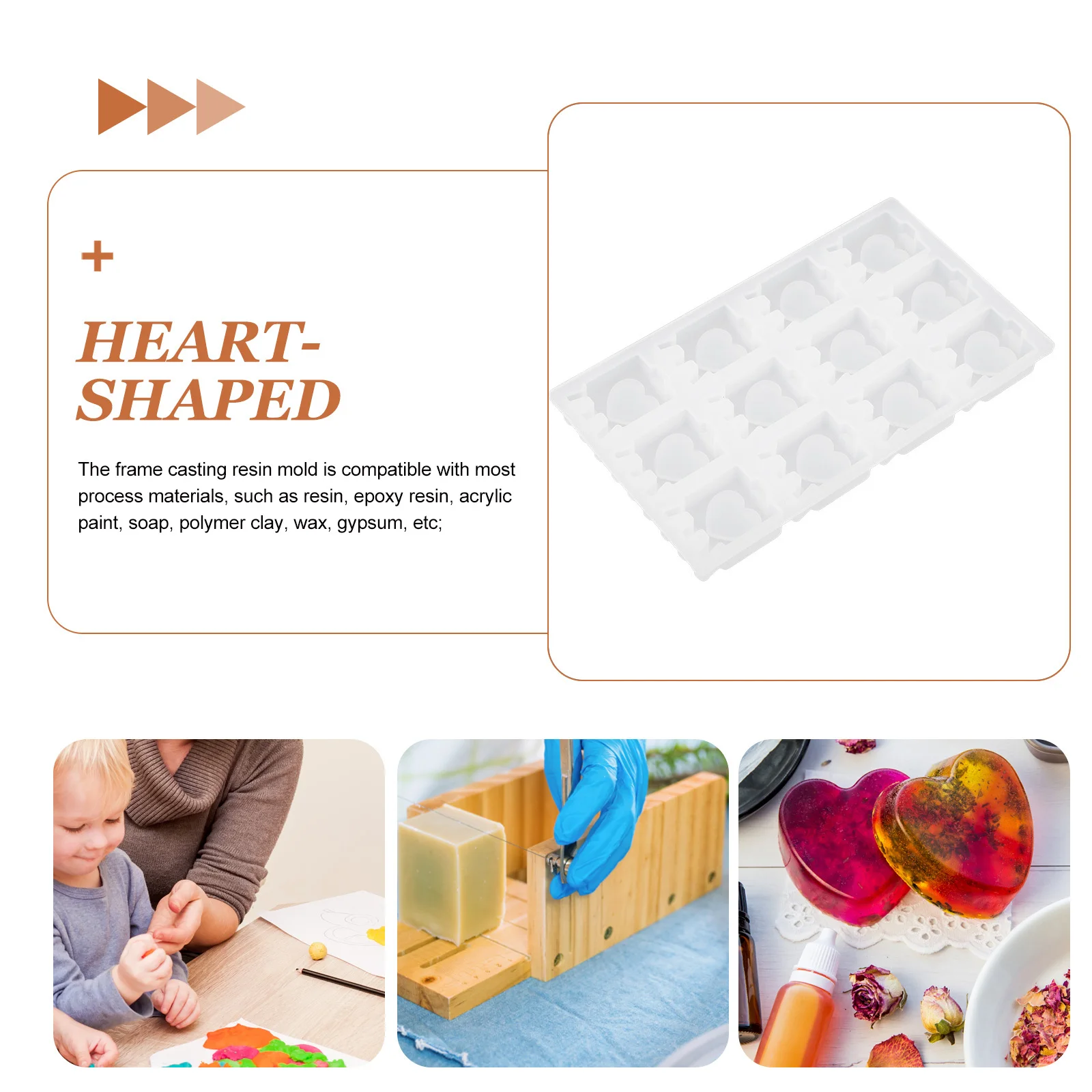

Mini Silicone Picture Frame Mold for Epoxy Resin Flexible Tear Resistant Easy Demold DIY Creative Heart Shape Resin Photo Frame