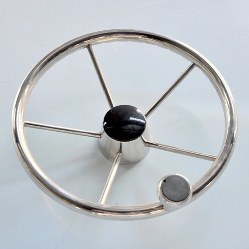 2X 13-1/2 Inch Boat Steering Wheel Stainless 5 Spoke 25 Degree With Knob Heavy Duty Marine Boat Marine For Marine Yacht