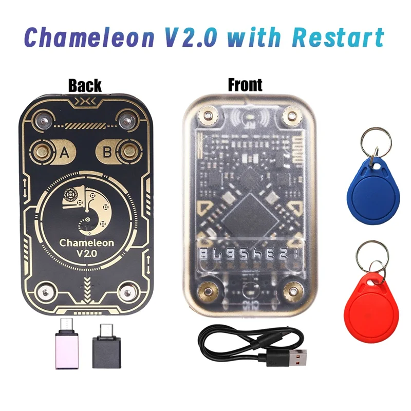【RECOMENDAR】Chameleon V2.0 125 кГц 13,56 МГц NFC Дубликатор RFID Считыватель смарт-чипов Эмулятор UID/CUID Декодирование карт + брелок