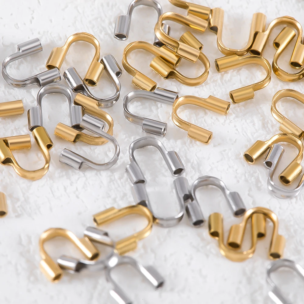 10pcs 30pcs Stainless Steel Gold Wire Protector Wire Guard Guardian Protectors Loops U Shape Clasps Connector DIY Jewelry Making view 3