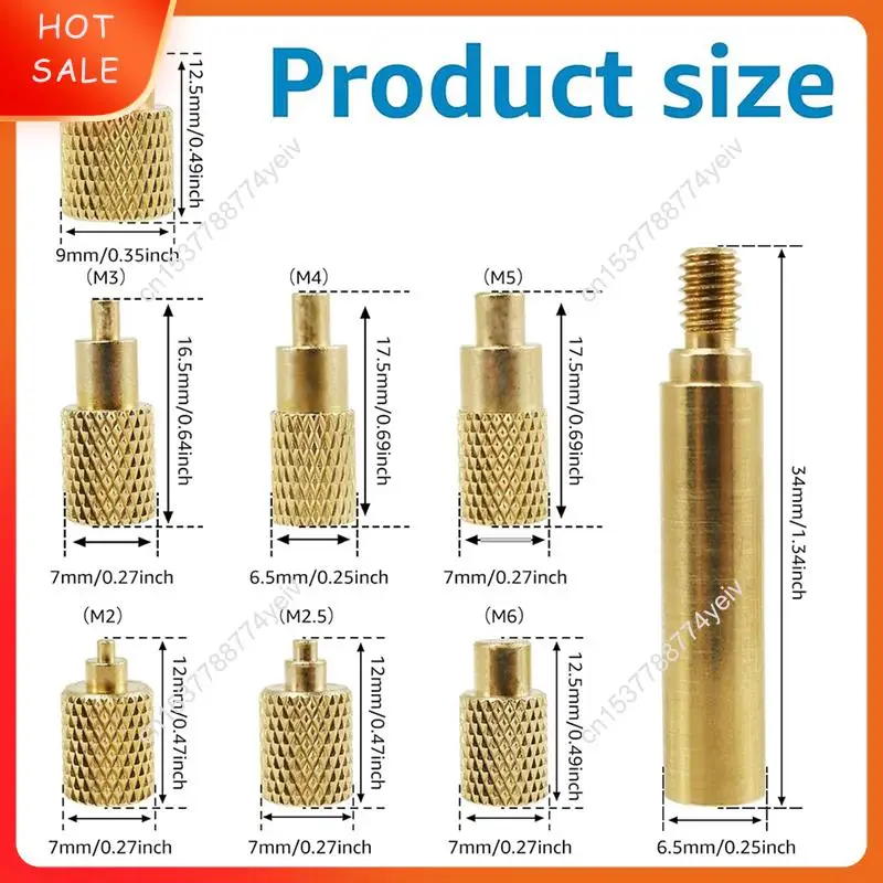 Heat Set Insert Tool M2/M3/M4/M5/M6/M7/M8 Heat Set Insert Tip Kit TS100 Brass Soldering Iron Tip Set A62X
