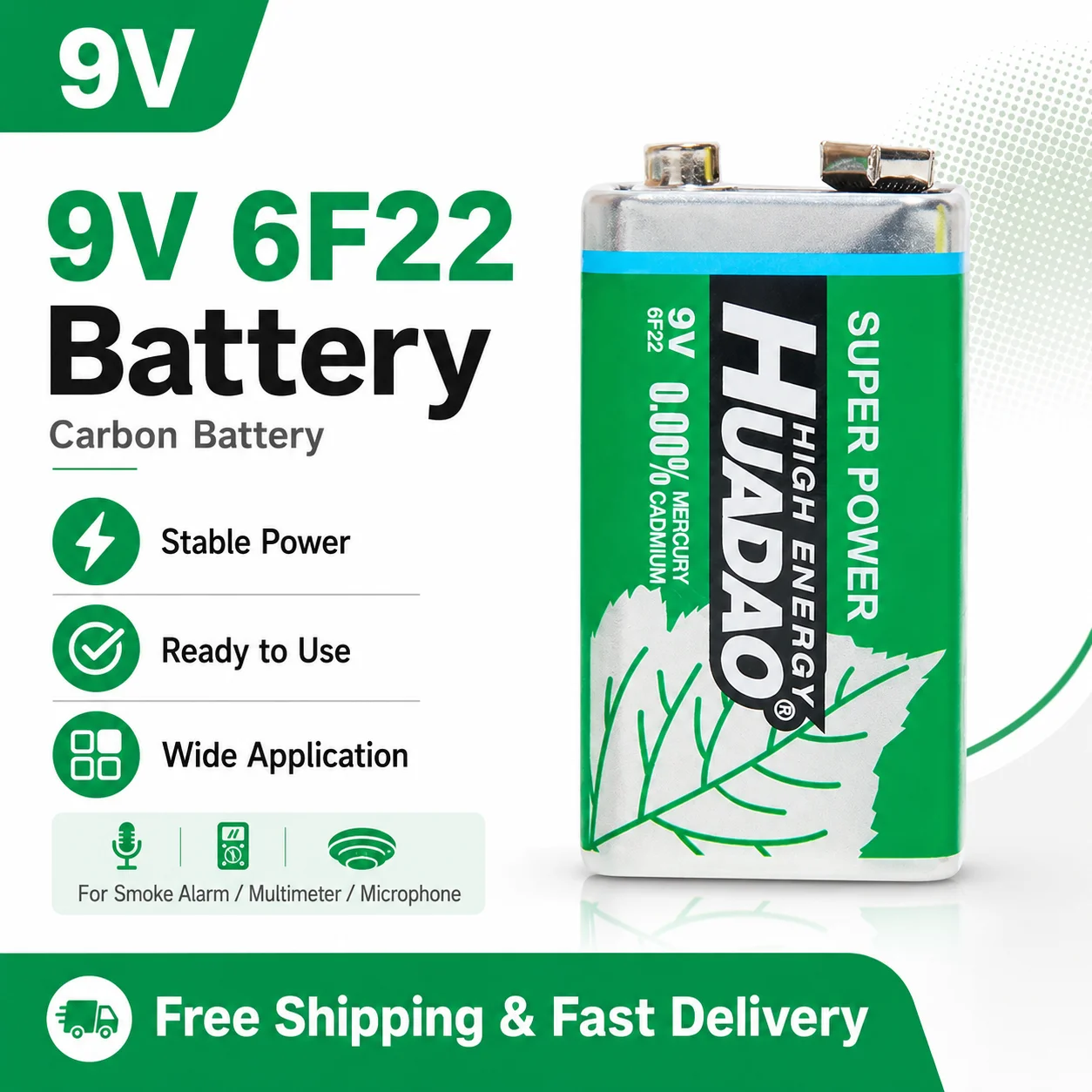 

Stable Voltage 9V 6F22 1100mAh Alkaline Battery Replace 6LR61 for Electronic Toys Multimeter KTV Microphone