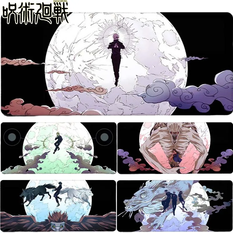 

600x300x3mm Jujutsu Kaisen Satoru Gojo Gaming Mouse Pad Anti-slip Rubber Cartoon Keyboard Pad Desk Mat Stitched Edge Mouse Pad