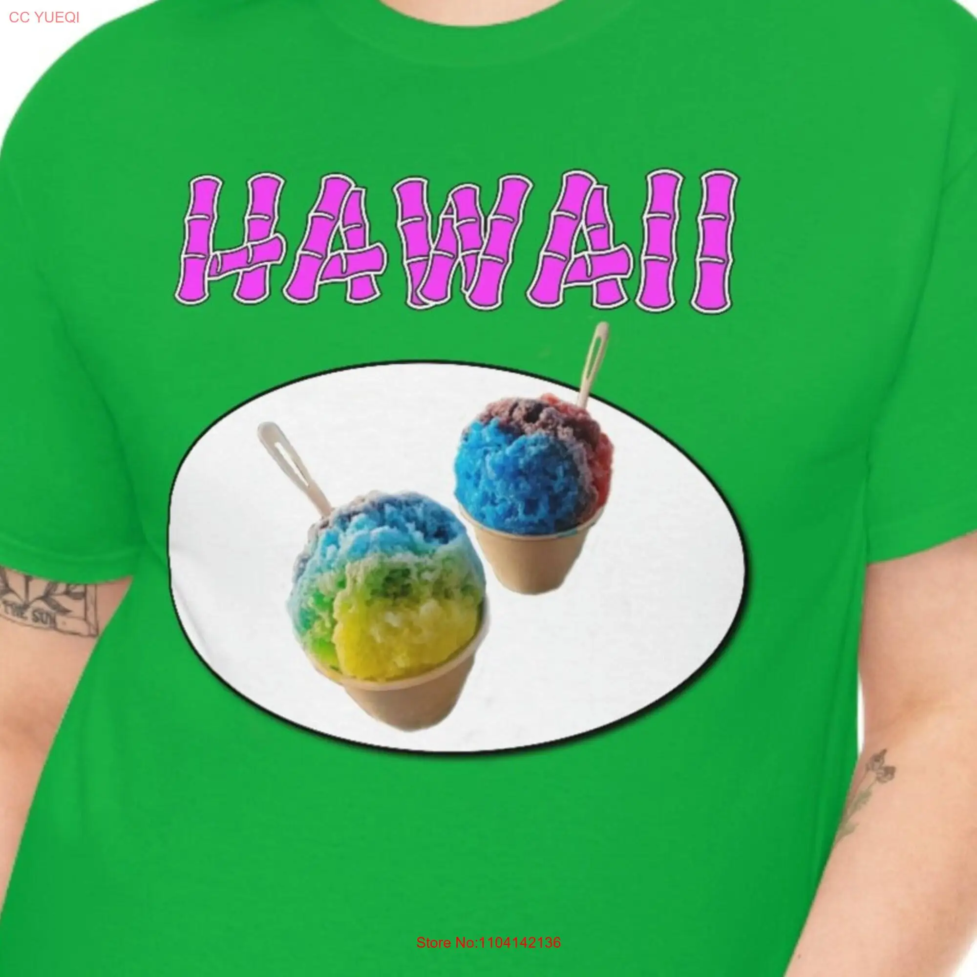 Hawaiian Shave Ice T Shirt Snow Cone Colorful Summer Cream Shaved Heavy Cotton long or short sleeves