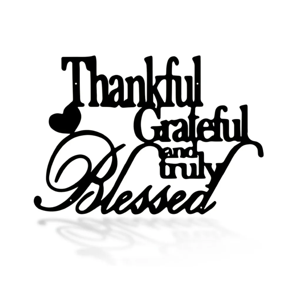 CIFBUY Metal Wall Art Grateful Quote Hanging Decor Inspirational Iron Sculpture For Home Living Room Party Scene Decoration Gift