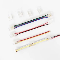 COB LED Wire Connector 2 3 4 Pin Connection Solderless Mini Buckle FCOB RGB CCT LED Strip Lights 5/8/10mm Connector With Wire