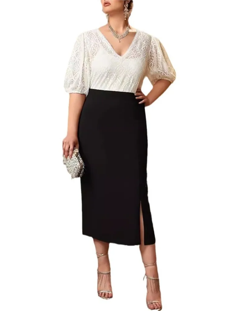 Plus Size gonne longuette estive a vita alta da donna gonne da donna pieghettate con spacco alla moda gonne eleganti da donna in stile coreano