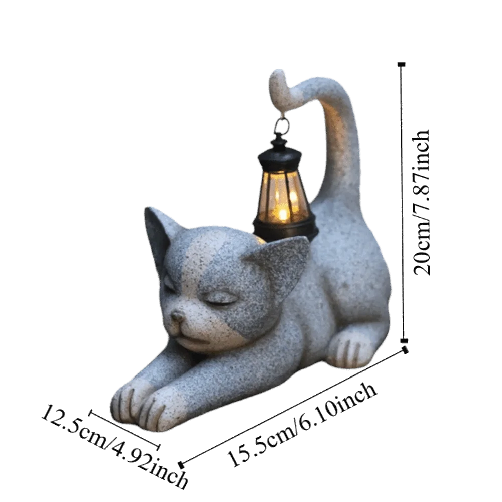 

Водонепроницаемая садовая фигурка кошки IP44 с автоматическим включением/выключением, УФ-стойкая статуэтка кошки, солнечные светильники, декор для двора из полимерной смолы