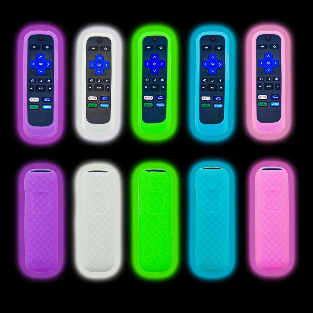جهاز تحكم عن بعد من السيليكون المضيء مع حبل مناسب لجهاز التحكم عن بعد للتلفزيون TCL Hisense Roku