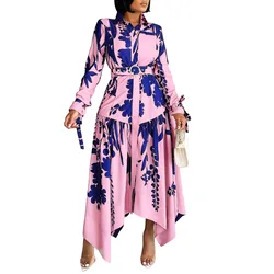 African Print Dresses for Women Summer 2024 African Long Sleeve Pink Apricot Party Evening Maxi Dress Dashiki Africa Clothing