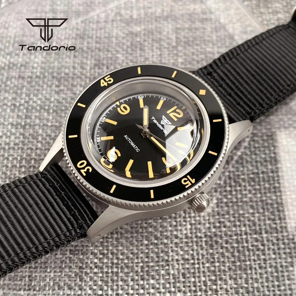 Tandorio Domed Sapphire Crystal NH35 Vintage 40mm Automatic Watch for Men Luminous 120 Clicks Bezel 20atm Mechanical Wristwatch