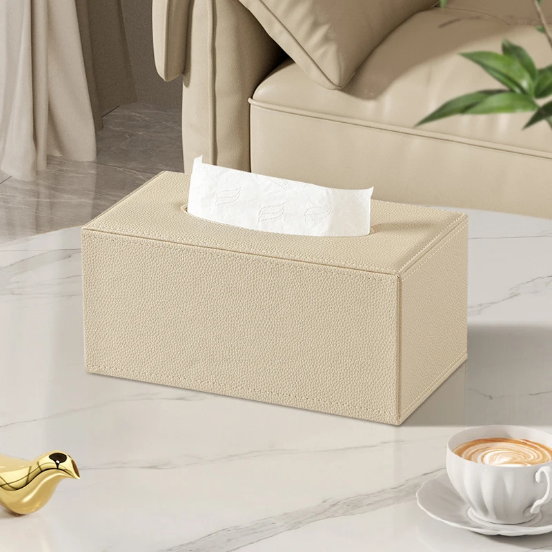 

Light Luxury Lychee-Grain Leather Tissue Box for Living Room, Dining Room, Office Area, Bedroom, Tabletops, Home and Business