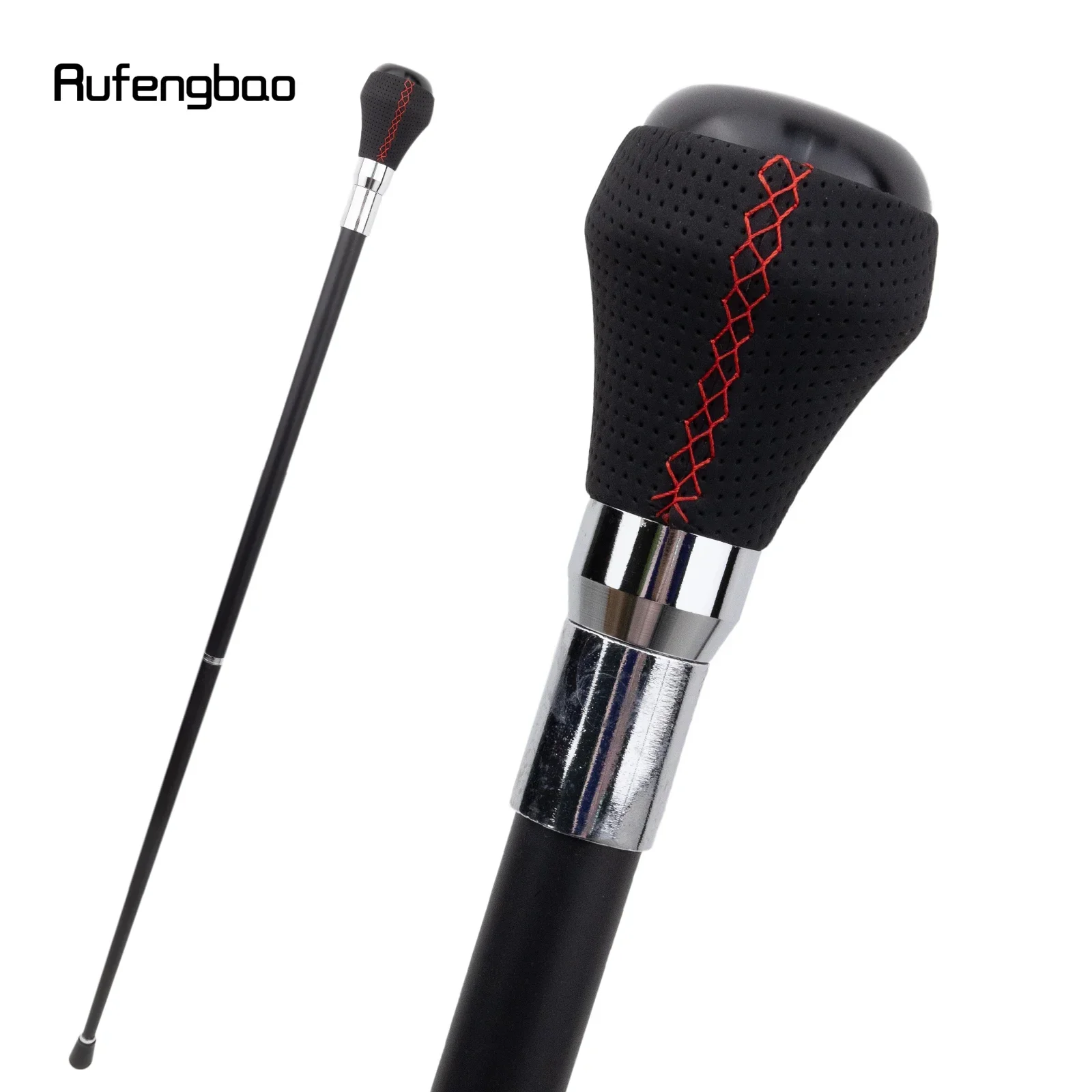 

Black Red Leather Ball Silver Walking Cane Fashion Decorative Walking Stick Gentleman Elegant Cosplay Cane Crosier 93cm