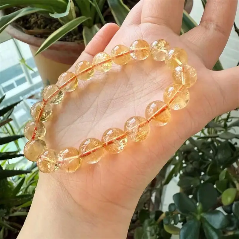 

Natural Citrine Quartz Bead Bracelet Healing Reiki Crystal Man Woman Fengshui Jewelry Birthday Gift 1pcs 8.5/10/12/13MM
