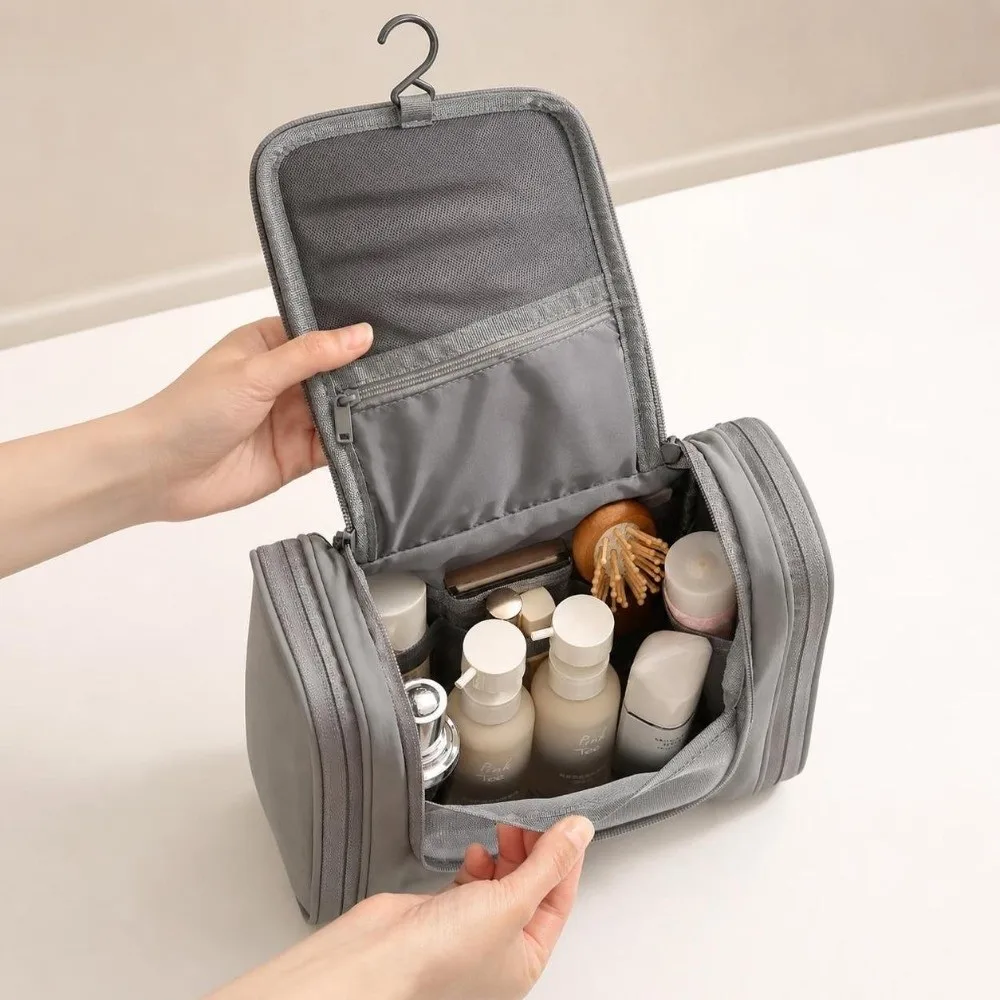 Portable Waterproof Travel Wash Bag Large Capacity with Hanging Hook Cosmetic Storage Pouch Shower Toiletry Kit Travel