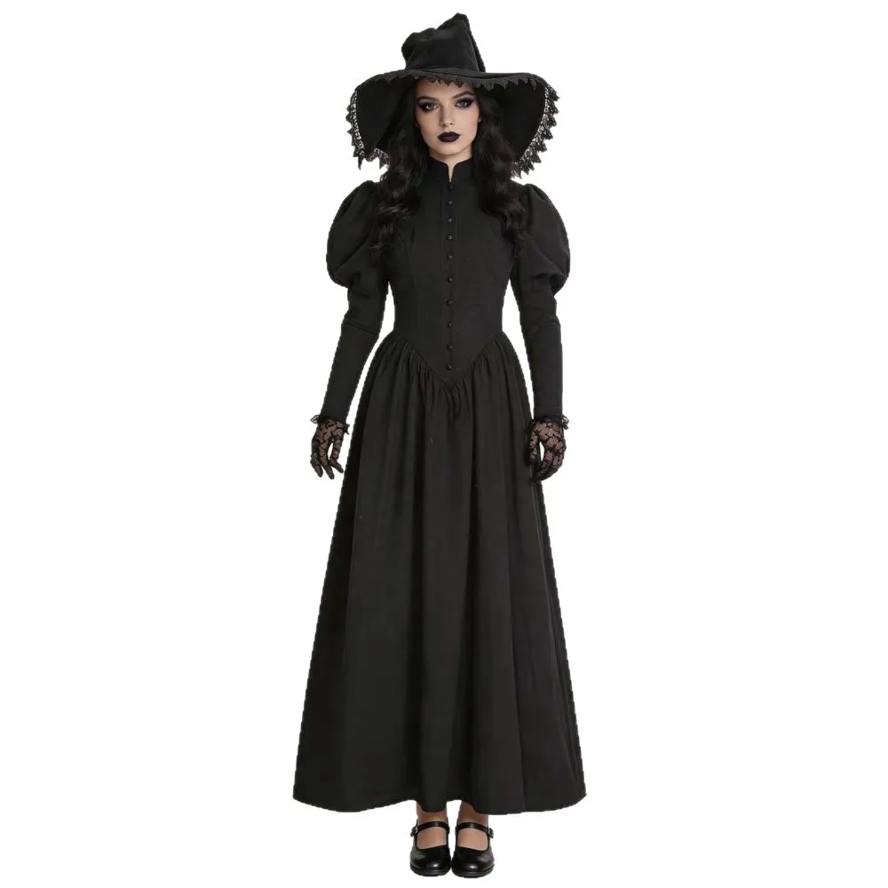 Gothic  Cosplay Long Dress Halloween Dark Witch Theme Formal Gown New Arrival Elegant Dark Style Women's Costume