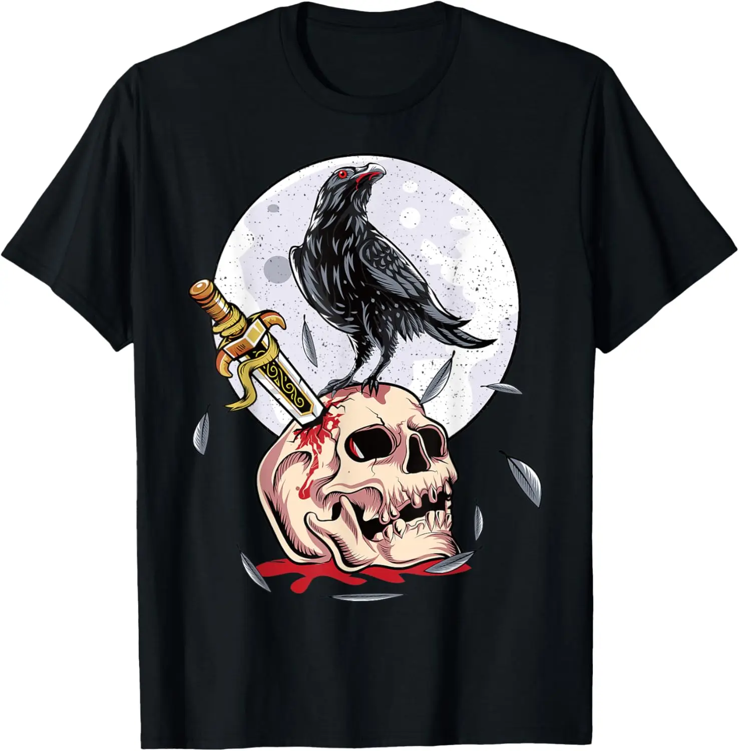 Crow Skull Moon Raven Gothic Bird Lover Black Crow Lunar T-Shirt