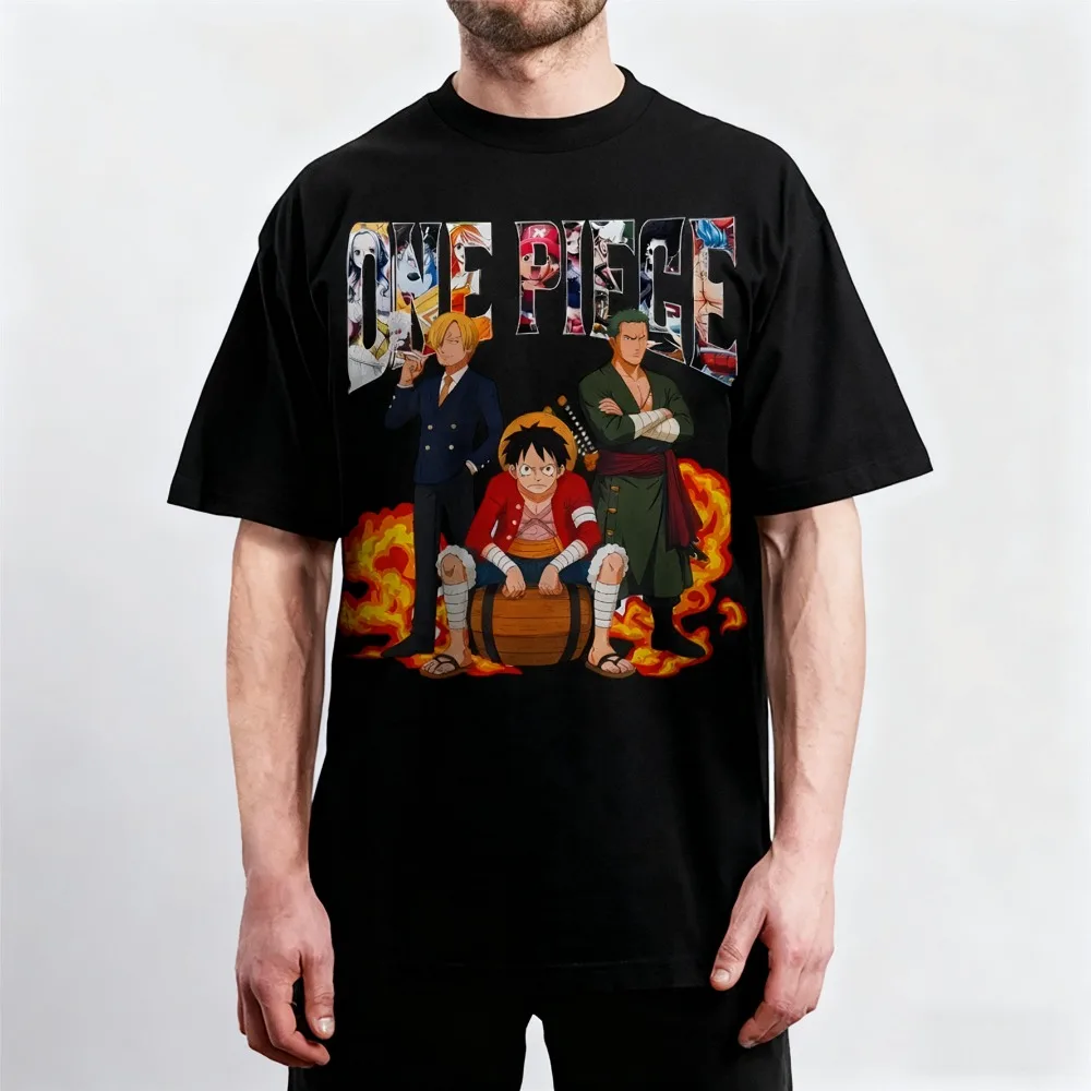 

ONE PIECE Luffy Мужская и женская футболка с короткими рукавами для родителей и детей, весна-лето, удобный повседневный топ большого размера в стиле ретро
