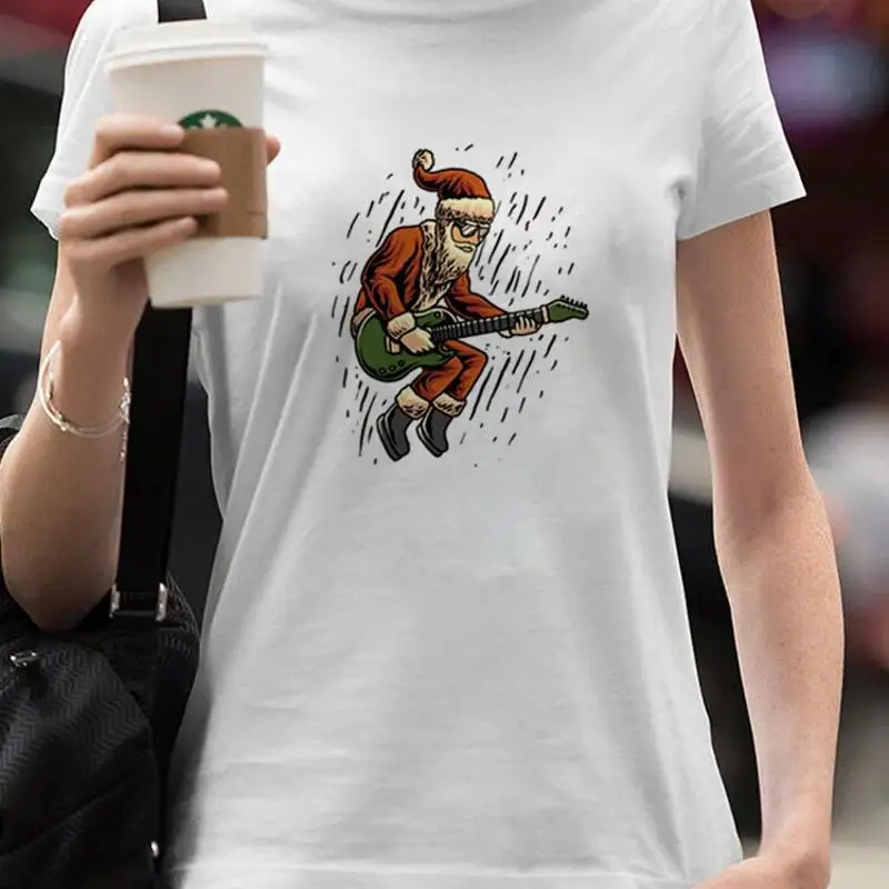 Merry Christmas Cartoon Santa Clause New Year Women T Shirt Print Tops Lady