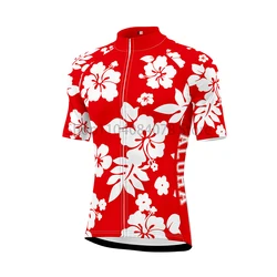 Red Hawaii Floral Aloha Men's Cycling Jersey Mountain Bike MTB Breathable Quick Dry Bicycle Race Cycling Wear Popular