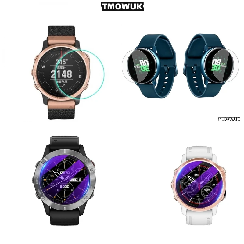 

For Garmin Fenix 6 6S 6X Pro Silver Tempered Glass Screen Protector Smart Watch HD Anti-Scratch 9H Hardness Durable Film Shield