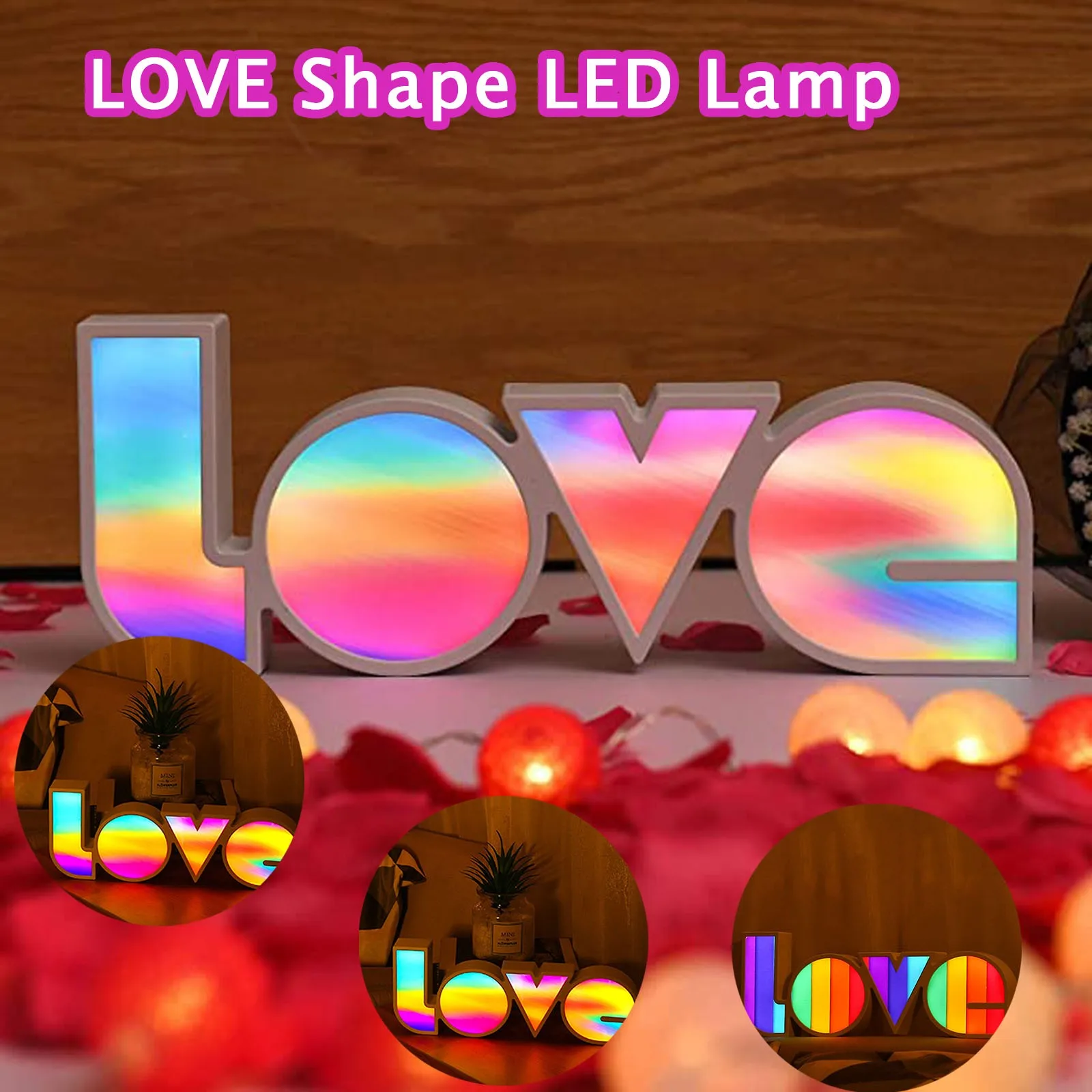 Colorful Lamp Creative Decoration Lamp Proposal Valentine's Day Confession Holiday Arrangement English LOVE Letter Led Lamp