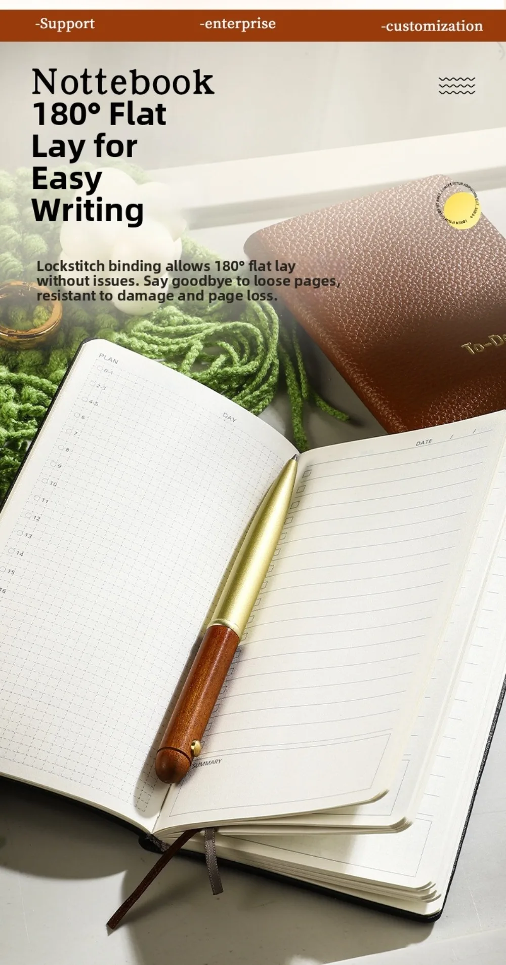 Tragbares A6-Notizbuch für To-Do-Listen, Business-Notizbuch mit PU-Ledereinband, Planungsnotizbuch im Taschenformat, Tagesaufgabenplaner – Detail 6
