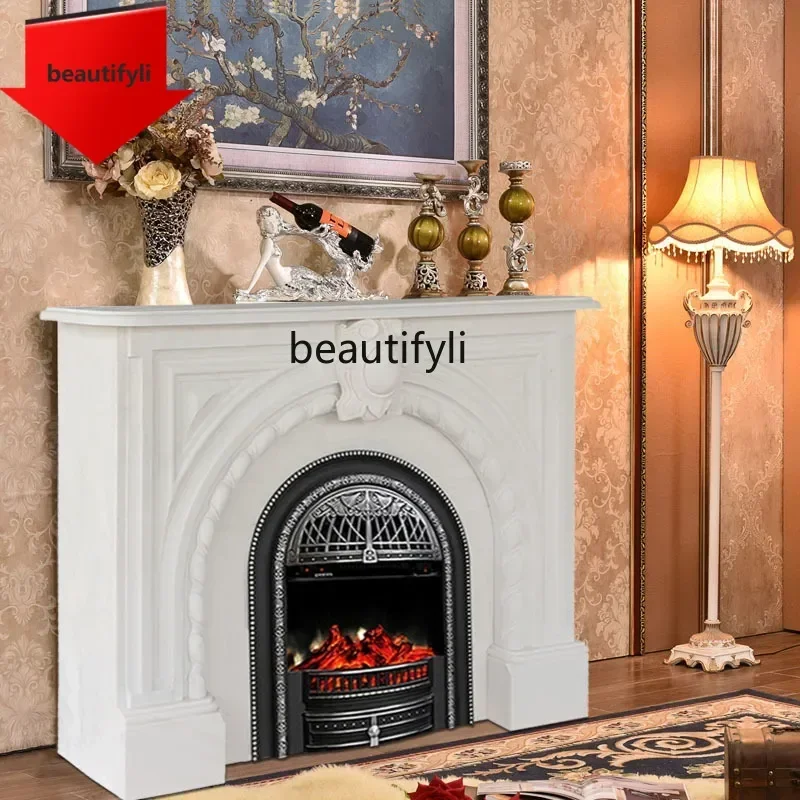 

Q181 Marble Fireplace American Style Stone Carving Background Wall Entrance Living Room Decorative Cabinet Stone Fireplace Frame