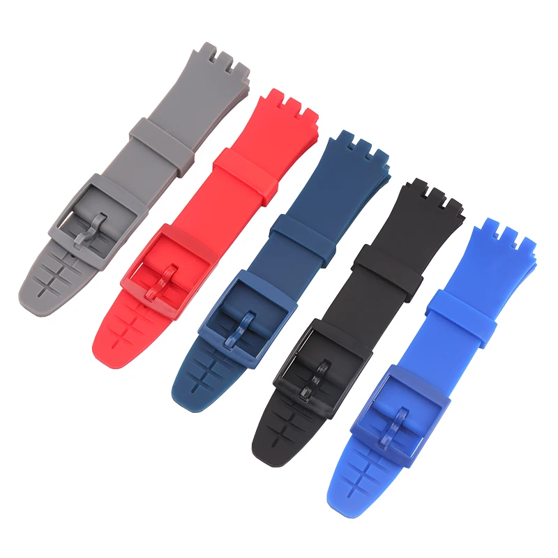 Men's 20mm silicone watch strap pin buckle for Swatch SUSB400 101 SUSW402 SUSN401 sports rubber watch band wristbands chain