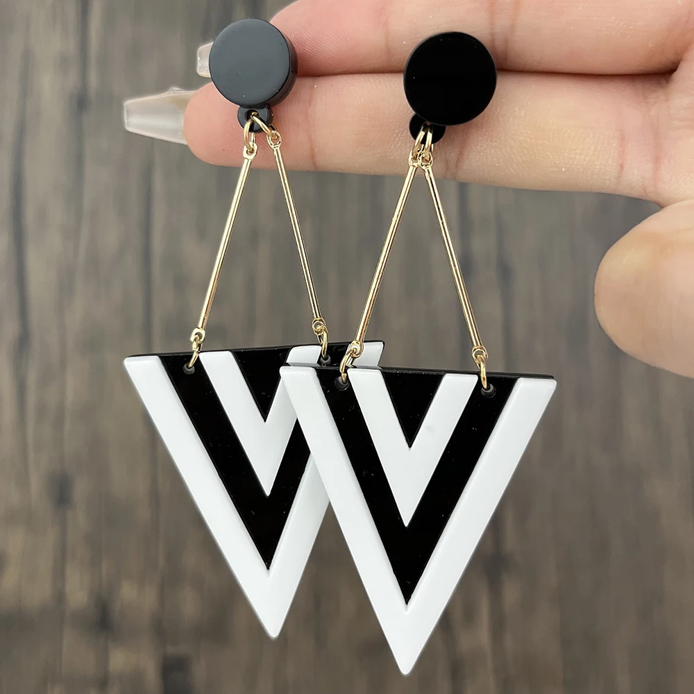 Triangle Drop Earrings Exaggerated Personality Geometric Acrylic Long Drop Earrings for Women Women's Party Jewelry Direct Sales