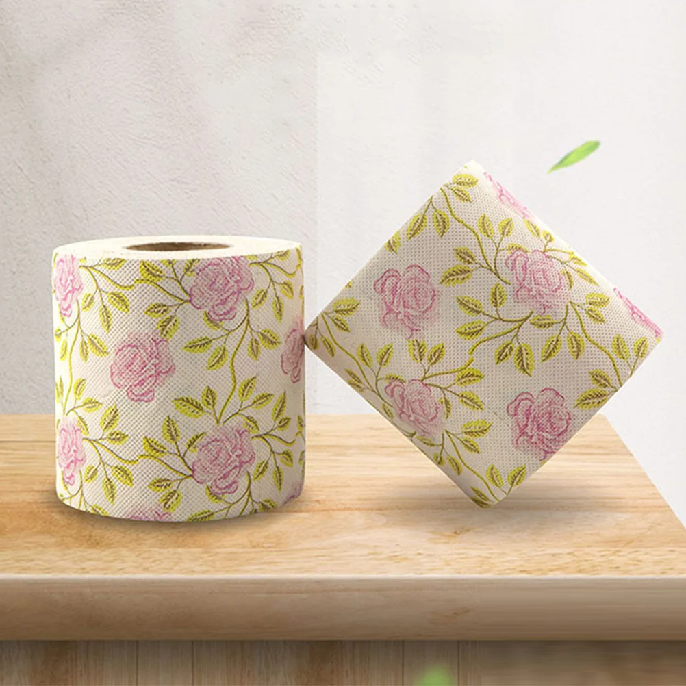 Toilet Paper Printed Roll Paper Decorative Flower Printing Napkin Bathroom Tissue For Home Office Workshop Kitchen Tissue Towel