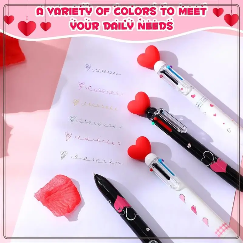 Reliable-Valentine's Day Heart Shape Pens Bulk, Retractable Ballpoint Pens For Valentine's Day Adults Women Nurse Wedding,Valent
