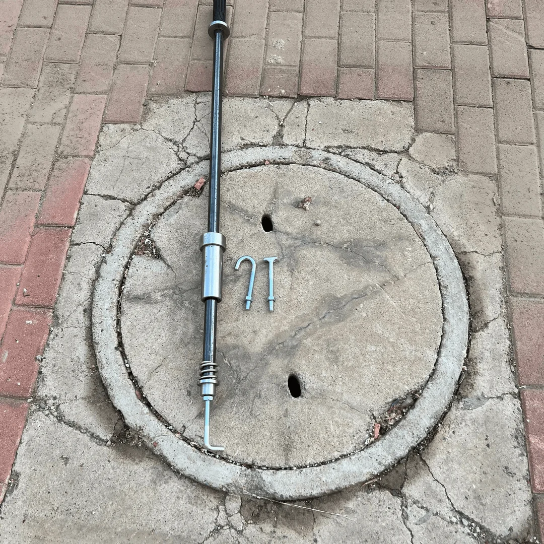 Manhole Cover Lifter Tool | Heavy-Duty Hook & Hammer for Iron Sewer Cover Opening