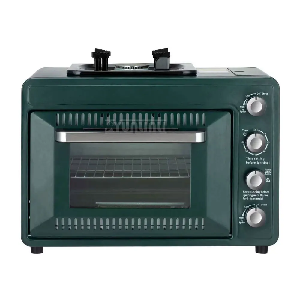Portable Field Cooking Cooker, Outdoor Windproof Aluminum Alloy Camping Stove with Integrated Gas Oven Multifunctional