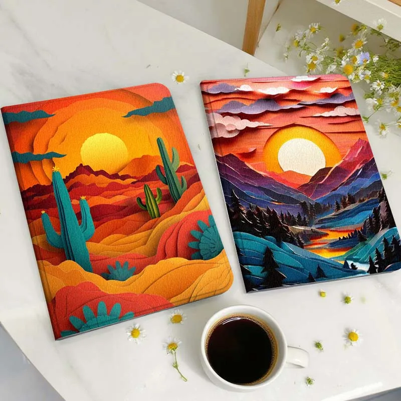 

Cartoon Desert Sunset Cactus Tablet Case For Huawei Honor MatePad MediaPad Air 5 6 7 11 V6 V7 V8 V9 X9 X8 T10 T10s C5e T5 Gift