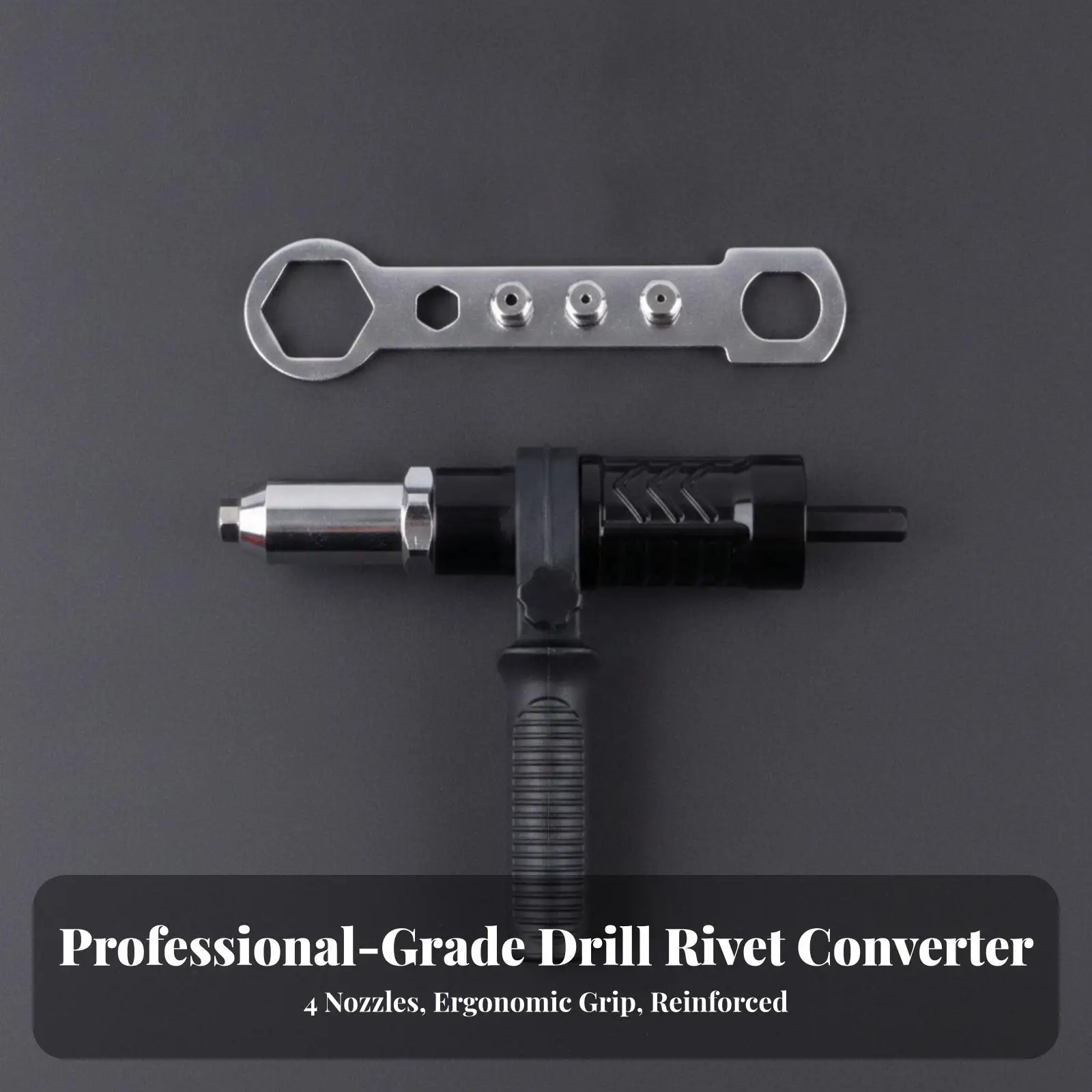 Drill Riveting Adapter Heavy Duty Electric Rivet Tool ABS Metal Construction Hand Grip for Home Workshop Metalwork Use