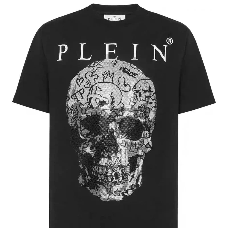 Summer Classic T-shirt for Men and Women Round Neck Cotton Short Sleeves Unisex Skull Pattern Personality Is Handsome and Cool