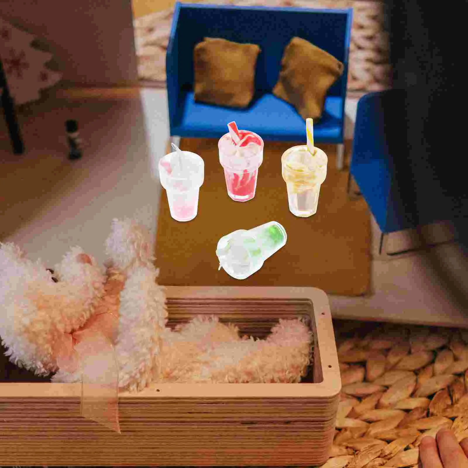 4 Pcs Dollhouse Food Toy Simulation Decorations Dessert Micro Landscape Resin Scene Accessories Child Ice Cream Model Mini