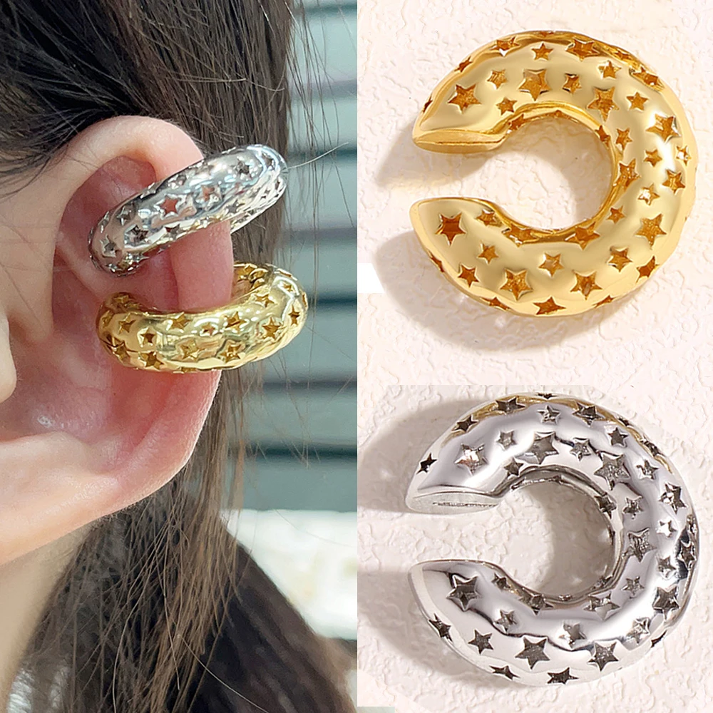 MHS.SUN Chunky Smooth Ear Clip For Women Punk Non Piercing C Shape Earclip Statement Thick Cartilage Cuff Earrings Jewelry Gifts