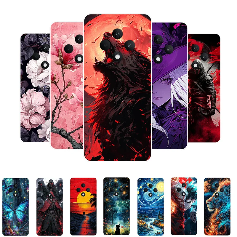 For OPPO Reno 12F Case Flowers Wolf Soft Silicone Phone Cover for OPPO Reno12 F CPH2637 Coque Reno12F Shockproof Funda