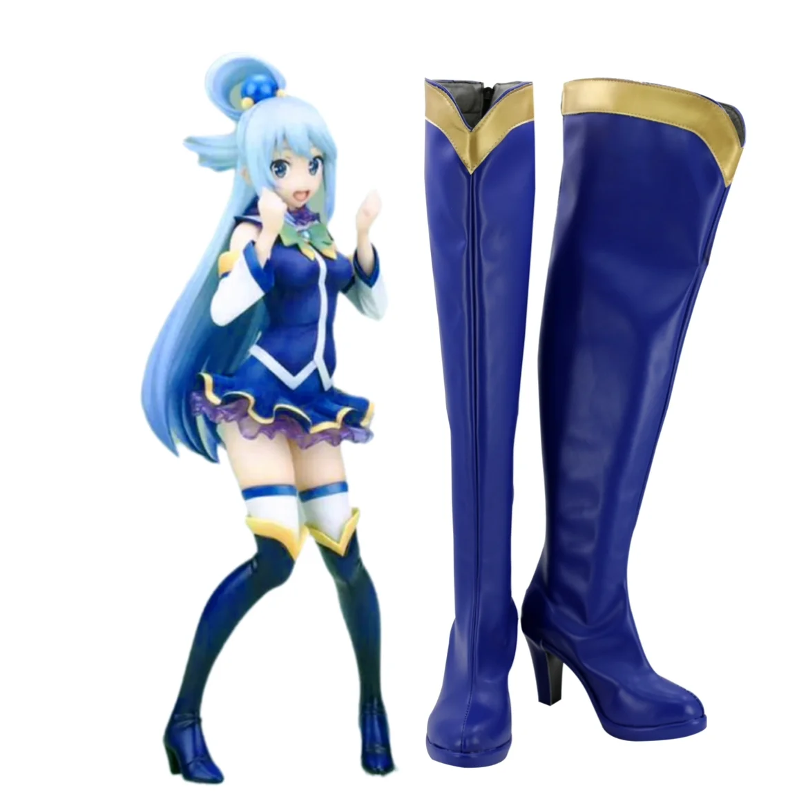Anime KonoSuba God's Blessing on This Wonderful World Aqua Cosplay Shoes Boots Uniform Outfit Halloween Custom Made
