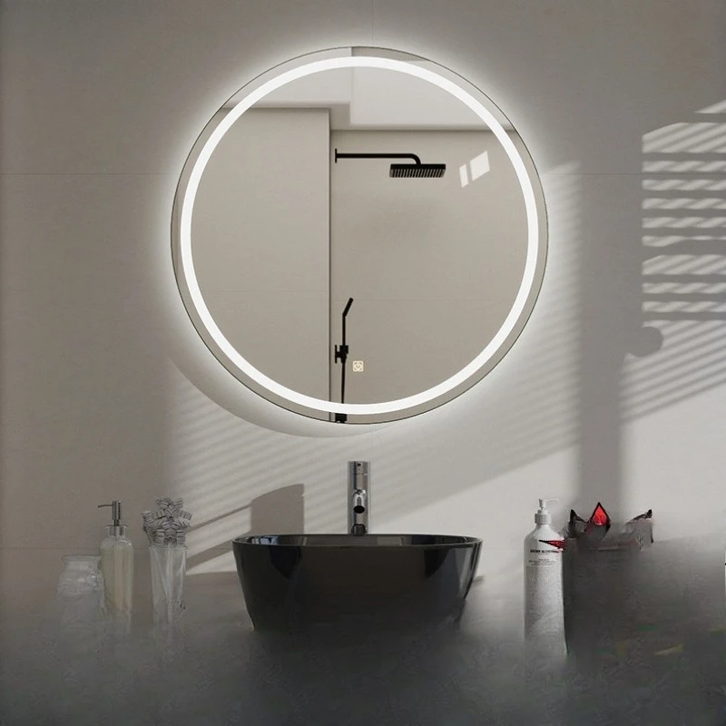 

Round mirror wall-mounted smart bathroom mirror toilet with light led touch screen induction anti-fog luminous wall-mounted