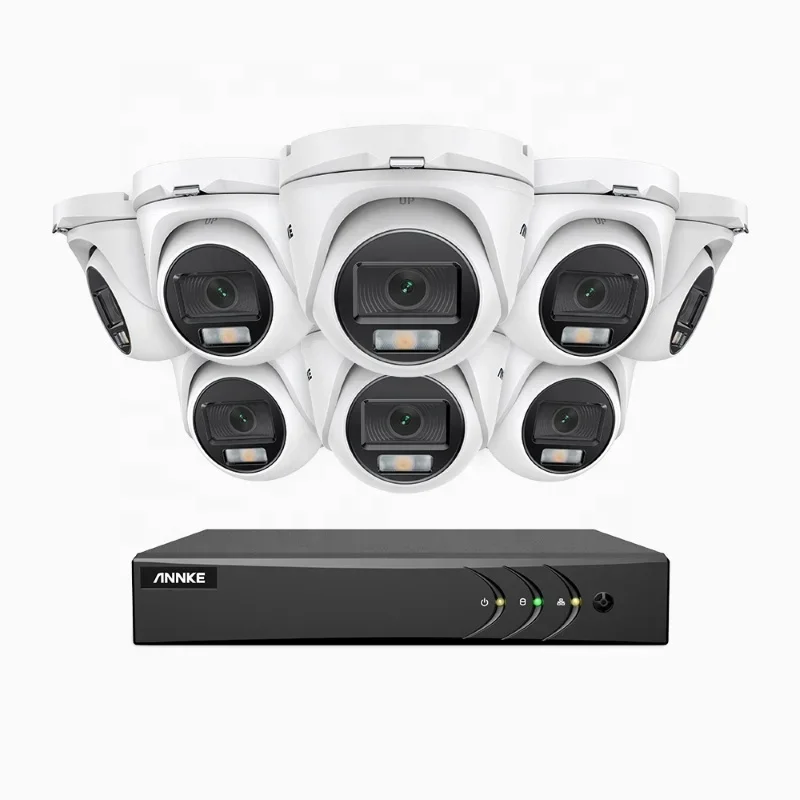NightChroma ColorVu 8CH H.265+ DVR Sistema di telecamere di sicurezza 8 pezzi 1080P Telecamere CCTV impermeabili per esterni