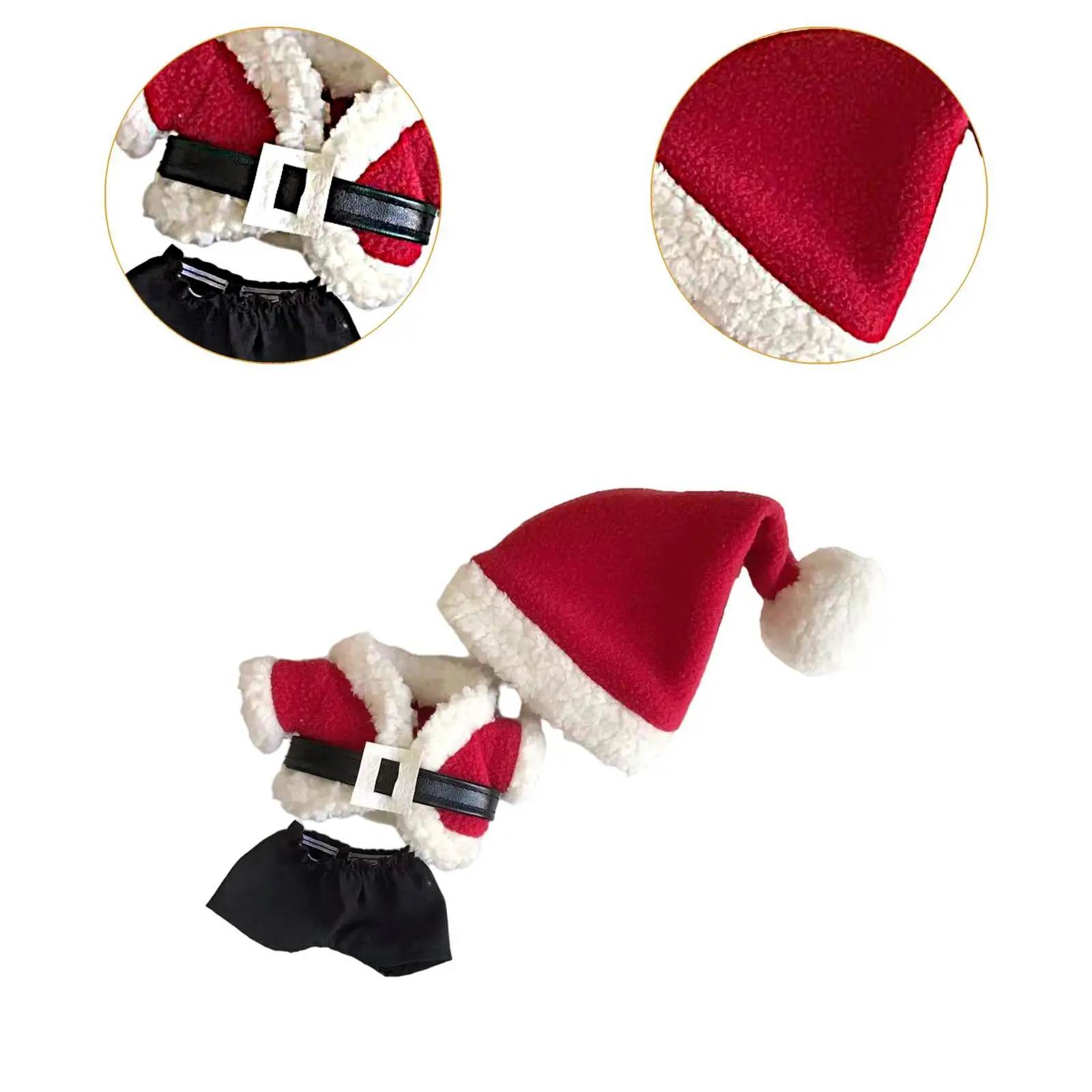 Roupas de boneca de pelúcia de 17cm, roupas de papai noel, acessórios de boneca de pelúcia macia, fofos