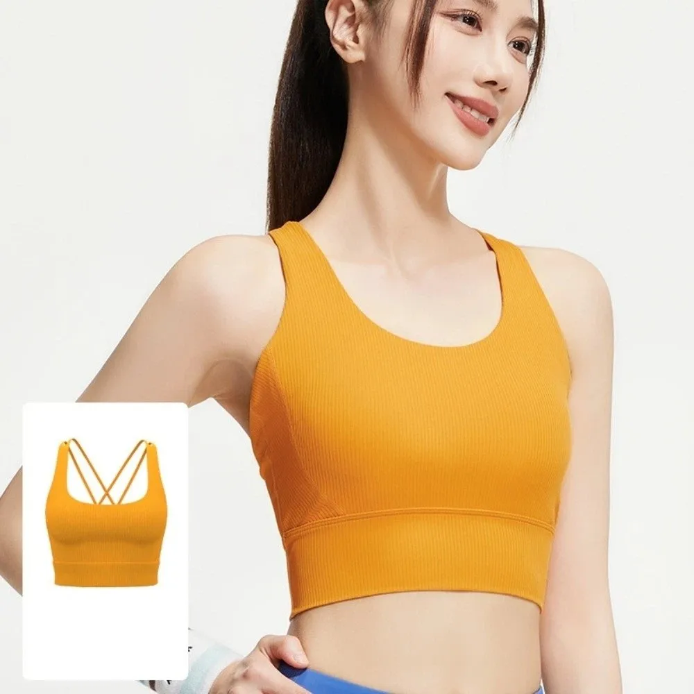 

Crossover Patterned Women's Sports Yoga Bra with Fixed Pads Brassiere Yoga Underwear Bra Lingerie Shockproof Seamless Vest Girl